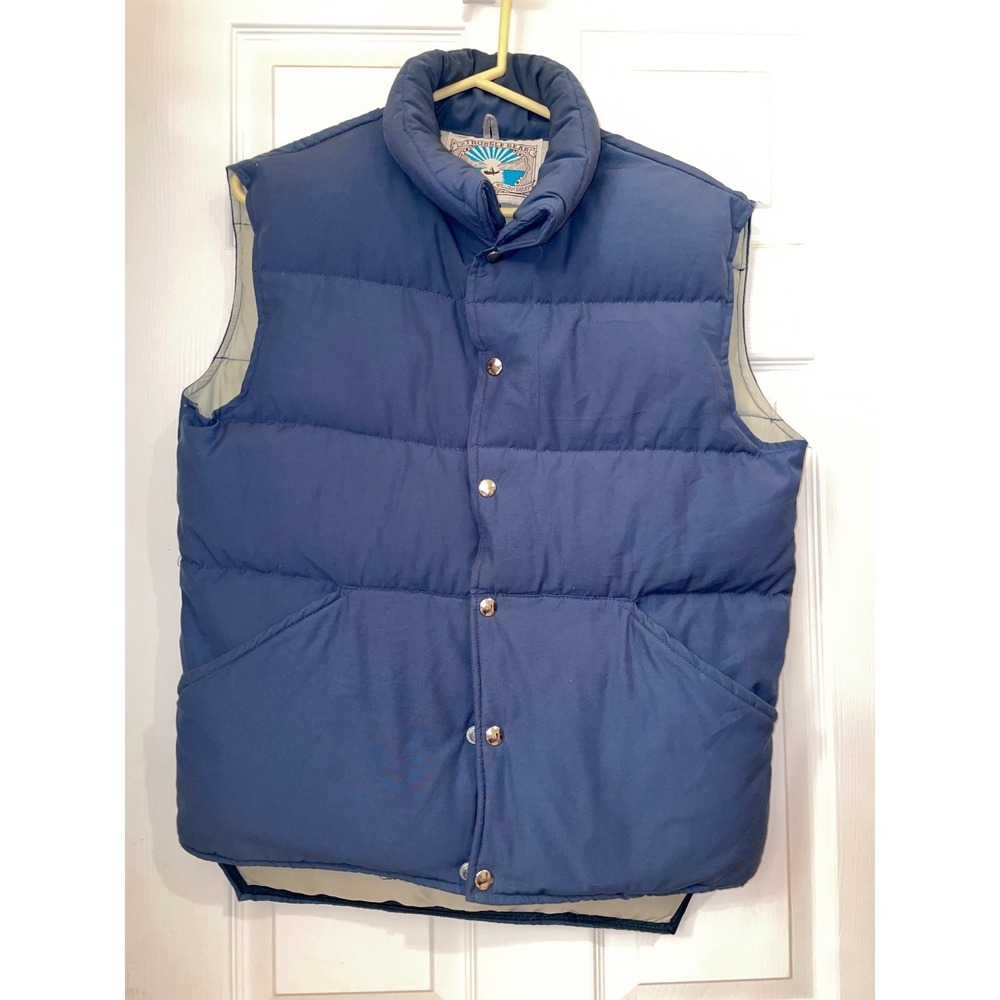 Vintage Struggle Gear William Barry Mens Down Puffer Vest Blue‎ Made in USA Sz M